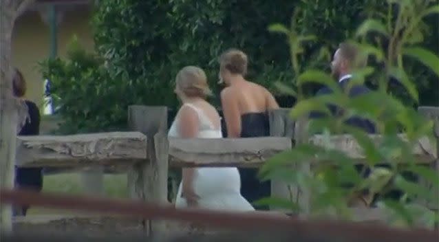 The wedding party is evacuated after a fire breaks out at Spicers Hidden Vale. Source: 7 News