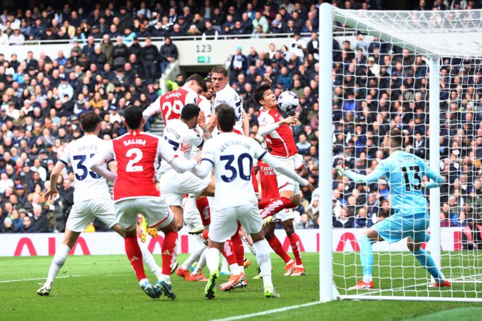 Kai Havertz nods home Arsenal’s third goal (Getty)