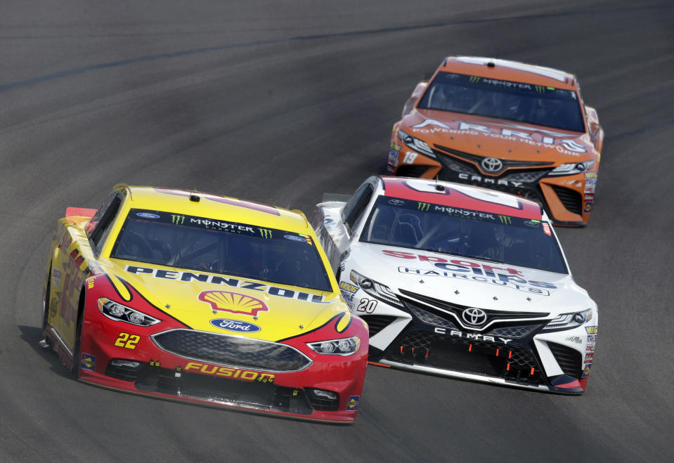 Joey Logano hasn’t won yet in 2018, but he’s finished in the top-10 in eight of the first nine races of the season. (AP Photo/Rick Scuteri)