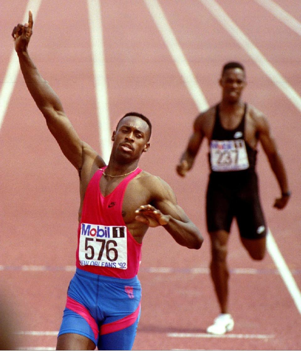 Butch Reynolds at the qualifiers in New Orleans for the 1992 Summer Olympics.