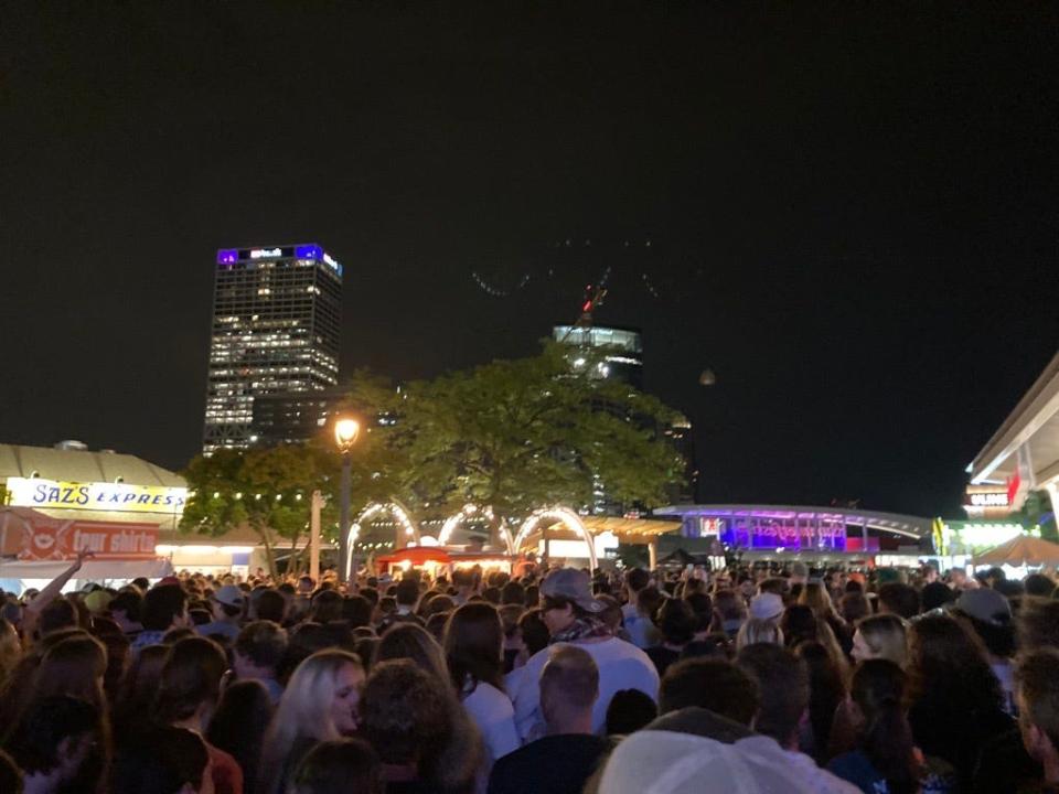 A look at the crowd leaving the Summerfest grounds following Noah Kahan's performance at the UScellular Connection Stage Saturday night.