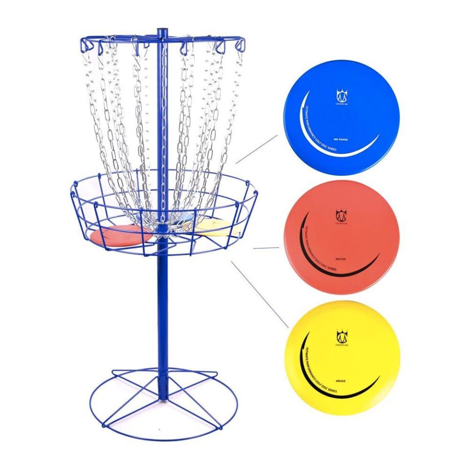 6) Crown Me Disc Golf Set with Metal Basket Target