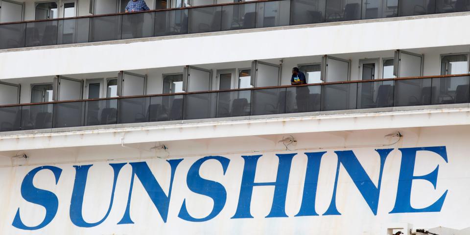 The Carnival Sunshine cruise ship docked in South Carolina in March 2020.