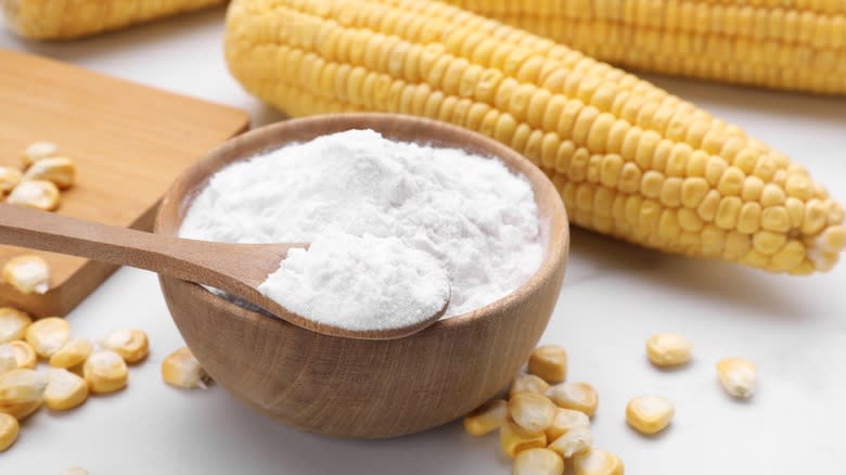 Bowl of corn starch and corn