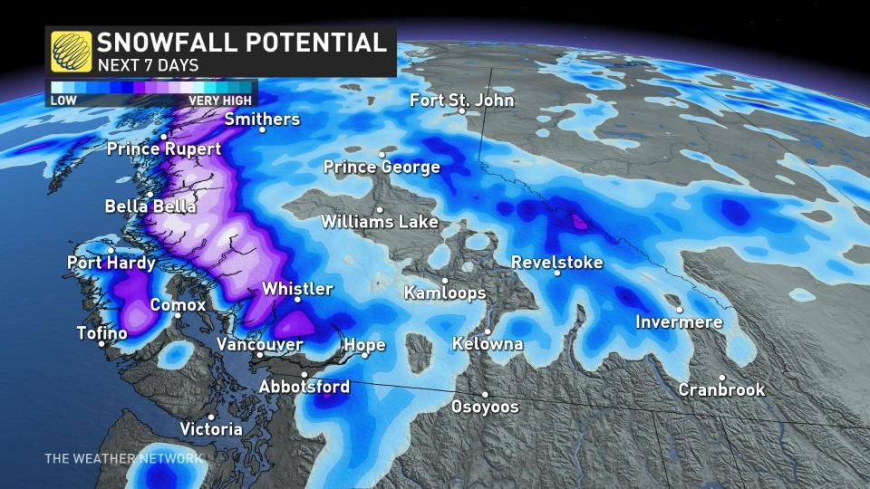 B.C./Alberta snowfall map April 10