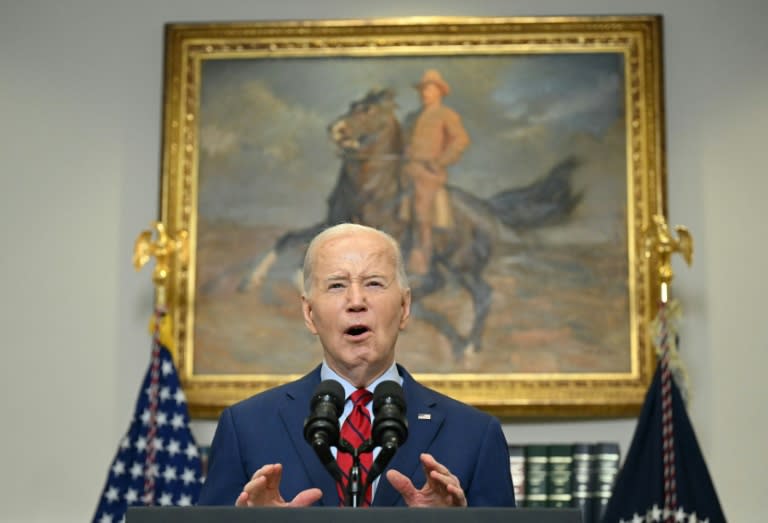 US President Joe Biden speaks about the protests over Israel's war against Hamas in Gaza that have roiled US college campuses, in the Roosevelt Room of the White House in Washington, DC, on May 2, 2024 (Drew ANGERER)