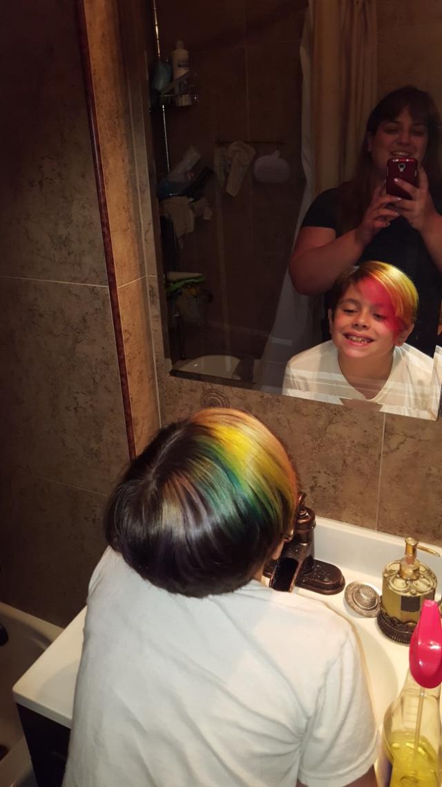 rainbow hair boy