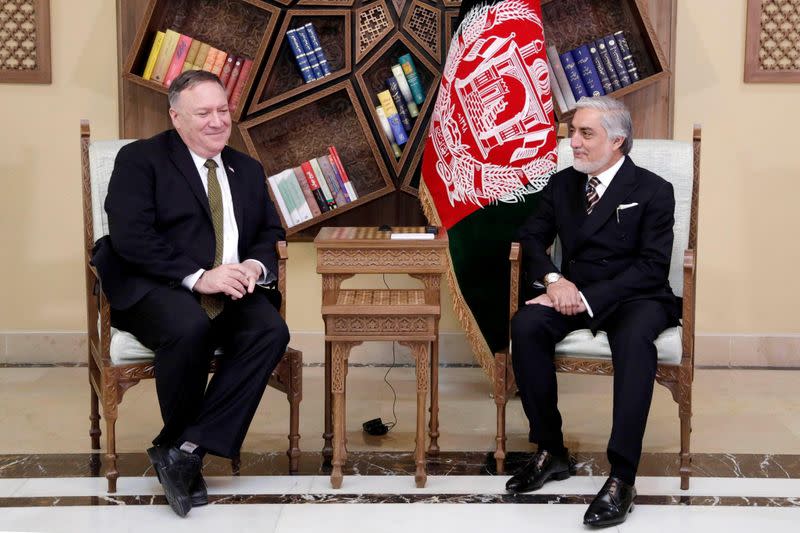 Afghanistan's Abdullah Abdullah, President Ashraf Ghani's political rival, meets with U.S. Secretary of State Mike Pompeo in Kabul