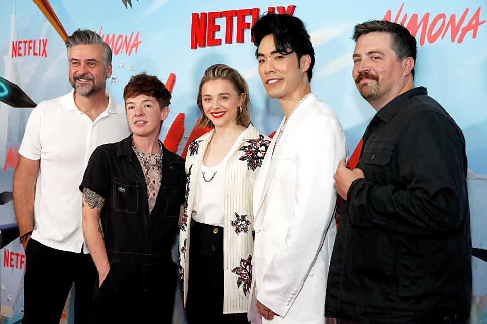 NEW YORK, NEW YORK - JUNE 24: (L-R) Troy Quane, ND Stevenson, Chloe Grace Moretz, Eugene Lee Yang and Nick Bruno attend the New York Screening of Netflix's 