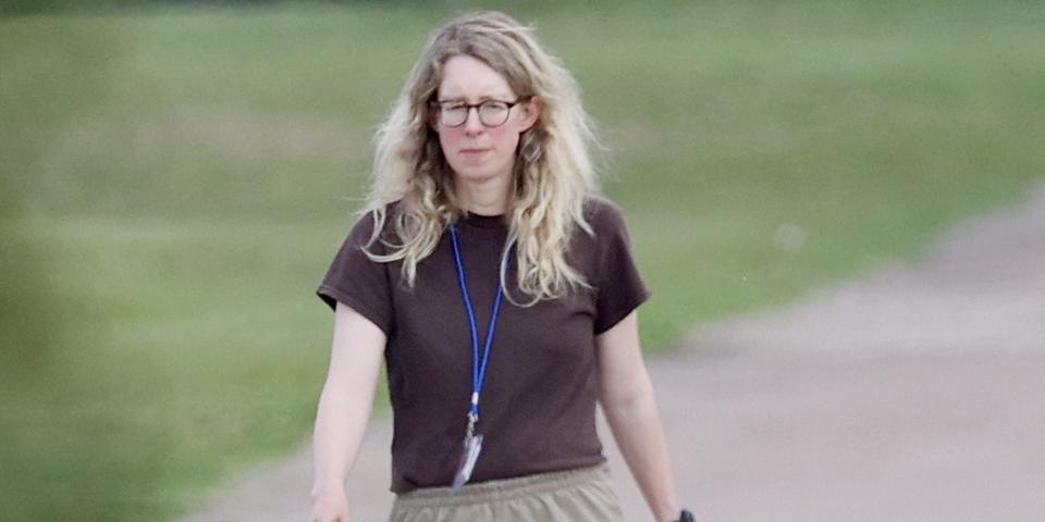 Elizabeth Holmes in prison clothes in June 2023