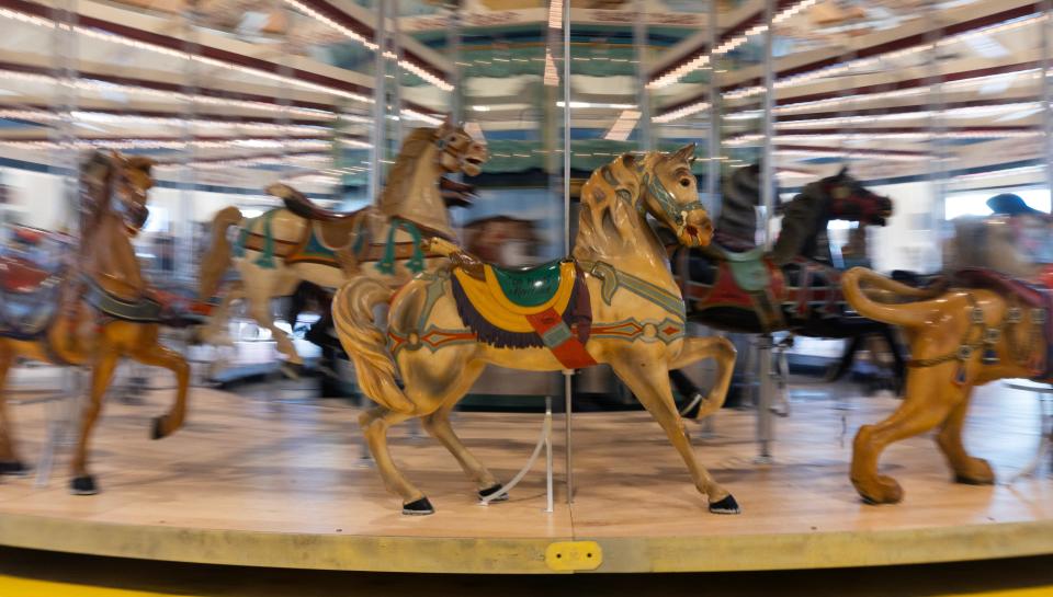 The carousel is tested at different speeds for several hours making sure everything works together smoothly.
