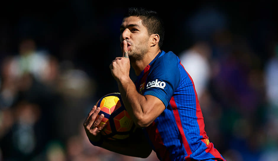 Luis Suarez had a rare bad game despite scoring for Barcelona against Real Betis.