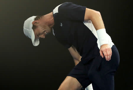 Tennis - Australian Open - First Round - Melbourne Arena, Melbourne, Australia, January 14, 2019. Britain's Andy Murray reacts during the match against Spain's Roberto Bautista Agut. REUTERS/Lucy Nicholson