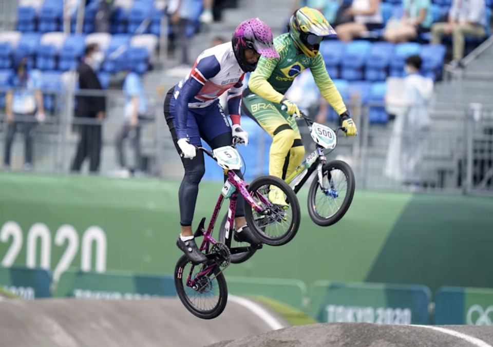 Kye White (left) and his fellow Olympic BMX riders know risk comes with the job. (Photo by Danny Lawson/PA Images via Getty Images)