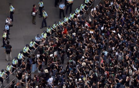 Demonstration demanding Hong Kong's leaders to step down and withdraw the extradition bill, in Hong Kong