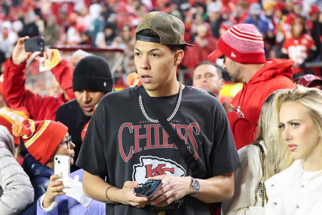 <p>Scott Winters/Icon Sportswire via Getty</p> Jackson Mahomes appears at a Kansas City Chiefs game on Nov. 20, 2023