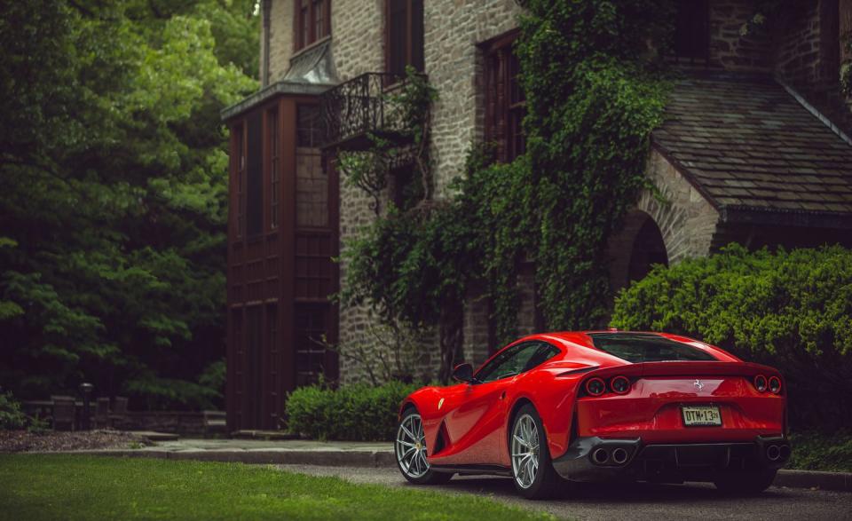 <p>There is something undeniably upper-crust about front-engine Ferrari coupes. These GT cars tend to be fast, beautiful, and, yes, ridiculously expensive and exclusive. The 812 Superfast even ladles some ambitious naming over that GT-car aura-and <a rel="nofollow noopener" href="https://www.caranddriver.com/reviews/2018-ferrari-812-superfast-by-the-numbers" target="_blank" data-ylk="slk:backs it up by being, well, super fast;elm:context_link;itc:0;sec:content-canvas" class="link ">backs it up by being, well, super fast</a>. We could think of no better place to shoot this car than at an estate with an old-money vibe. </p>