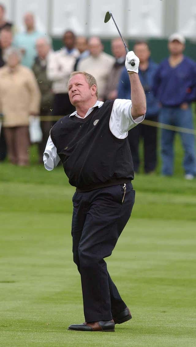 Australia’s Jack Newton – who lost his right arm in an accident with an aircraft propeller – takes part in the Champions Challenge at the Benson and Hedges International Open at the Belfry