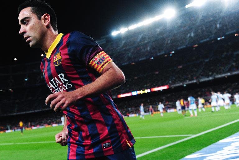 Barcelona's Xavi Hernandez during their Copa del Rey match against Real Sociedad in Barcelona on February 5, 2014