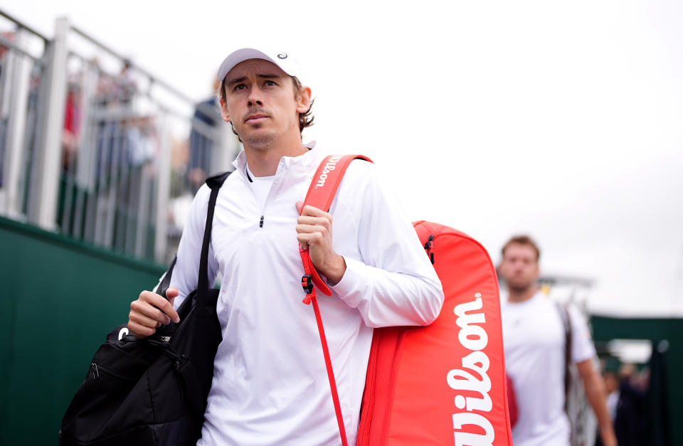 Alex de Minaur on day two of the 2024 Wimbledon Championships at the All England Lawn Tennis and Croquet Club, London. Picture date: Tuesday July 2, 2024. (Photo by Zac Goodwin/PA Images via Getty Images)