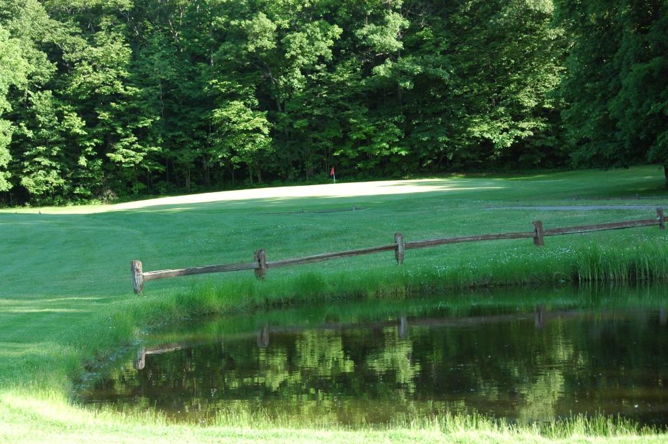 The 13th green on &quot;The Monster,&quot; a par-5 that plays more than 600 yards at Brae Burn Golf Club in Plymouth.