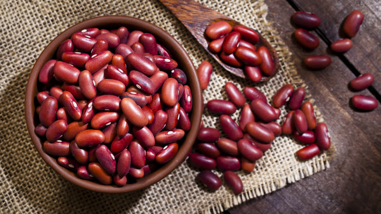 wooden bowl with kidney beans