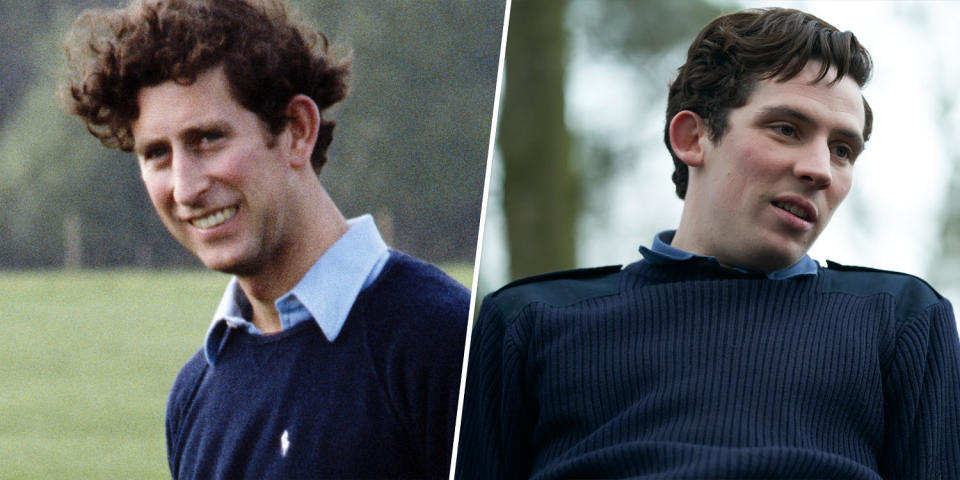 (Left) Prince Charles in 1978. (Right) Josh O'Connor plays Prince Charles in 