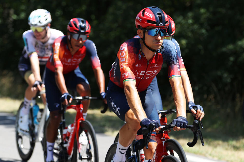 BOURGENBRESSE FRANCE  JULY 20 Michal Kwiatkowski of Poland and Team INEOS Grenadiers competes during the stage eighteen of the 110th Tour de France 2023 a 1849km stage from Motiers to BourgenBresse  UCIWT  on July 20 2023 in BourgenBresse France Photo by Michael SteeleGetty Images