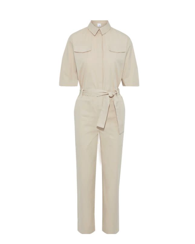 Clary belted cotton-twill jumpsuit