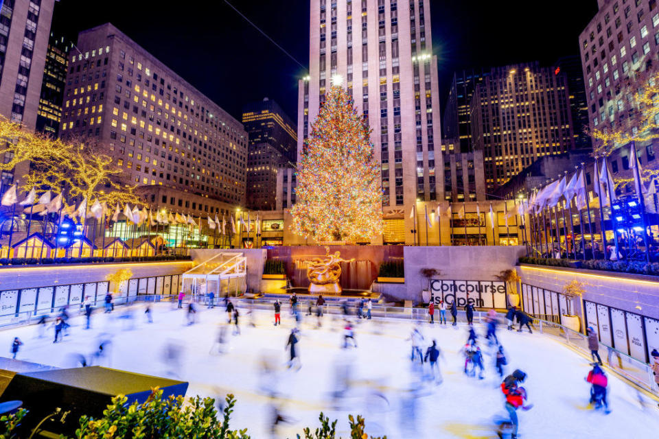 The Rockefeller Center Christmas Tree is one of the largest Christmas trees in NYC, placed annually in Rockefeller Center Plaza. In New York, the Tree Lighting Ceremony right after Thanksgiving is the official start of the holiday season and one of your best things to do in New York during Christmas!