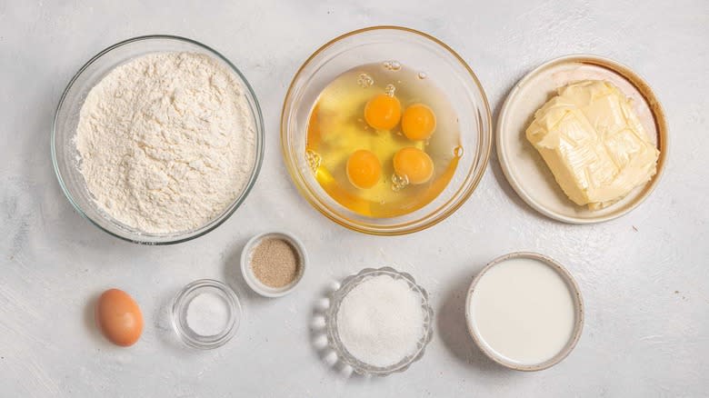 Ingredients for buttery brioche bread recipe
