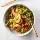 <p>We like the chewy bite and large size of pearl couscous (sometimes labeled Israeli couscous) for the base of these bowls. <a href="https://www.eatingwell.com/recipe/7923501/spicy-shrimp-vegetable-couscous-bowls/" rel="nofollow noopener" target="_blank" data-ylk="slk:View Recipe;elm:context_link;itc:0;sec:content-canvas" class="link ">View Recipe</a></p>