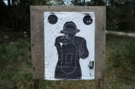 A shooting shield is seen during training for Poland's Territorial Defence Forces at a shooting range near Siedlce, Poland, April 21, 2018. REUTERS/Kacper Pempel/Files