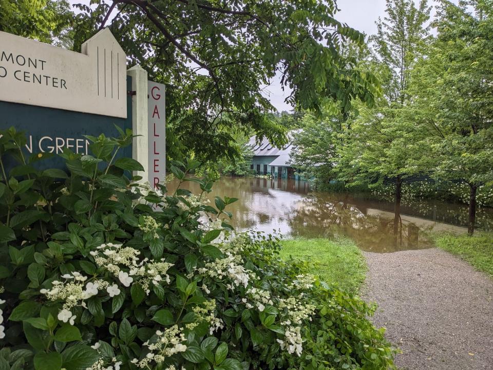 Floodwaters that started July 10, 2023 engulfed the campus of the Vermont Studio Center in Johnson.