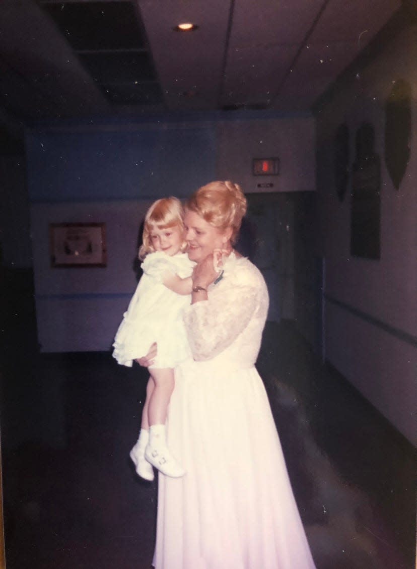 A family photo of Mary Claudia Jones Barthelmeh with her granddaughter Candace as a child.