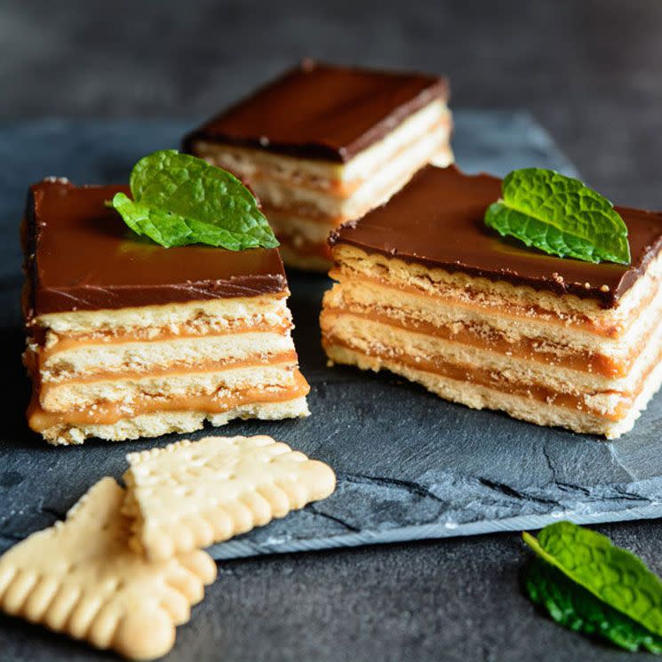 Tarta de galletas con chocolate y 'toffee'