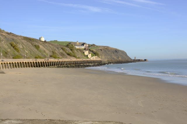 Beach by Folkestone harbour. Kent. England