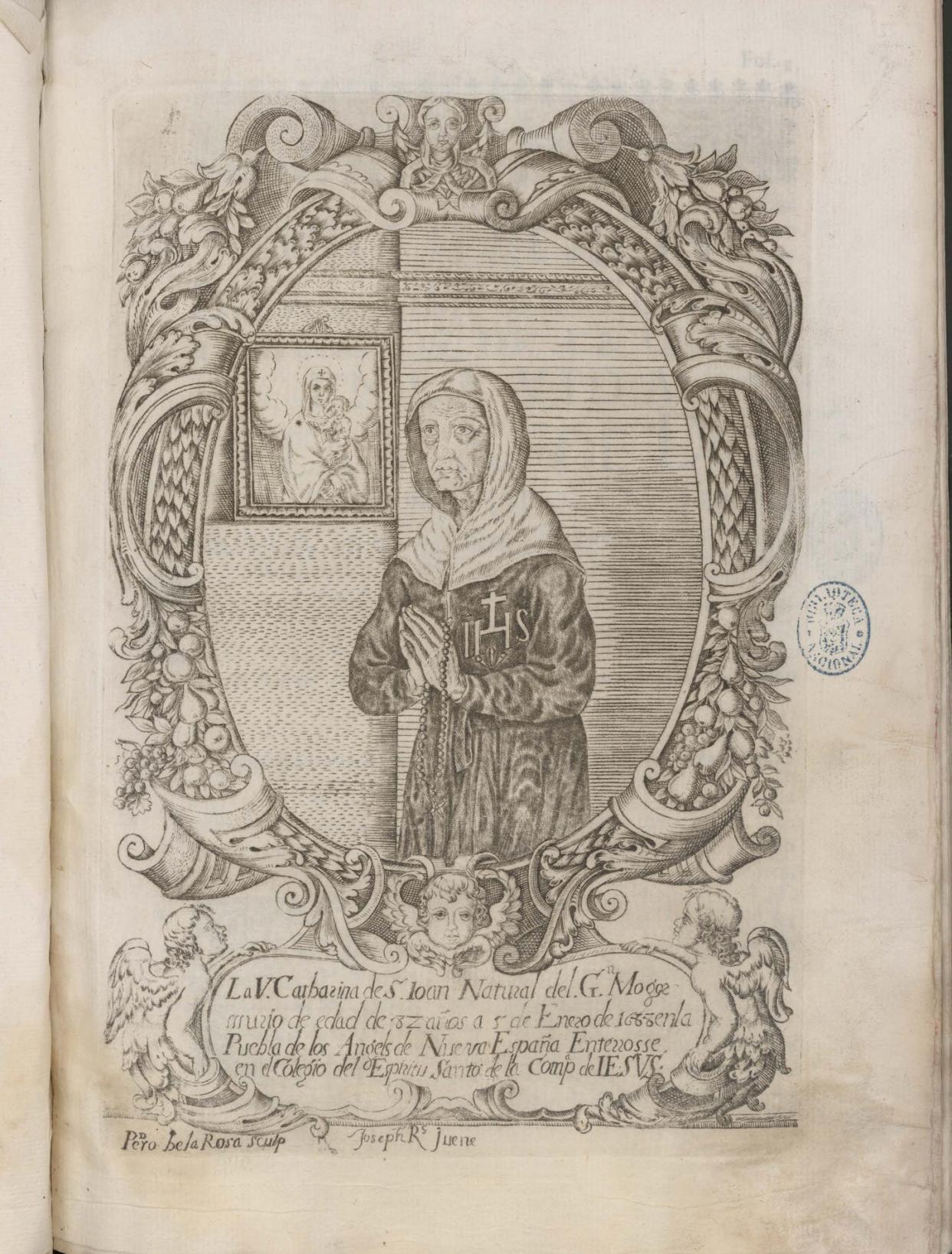 Catarina was revered in Puebla, Mexico – but devotion to her attracted Catholic authorities' disapproval after her death. Image from the collections of the Biblioteca Nacional de España