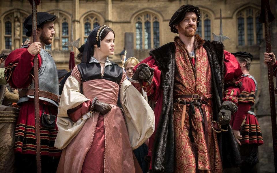 Anne Boleyn and Henry VIII, as played by Claire Foy and Damian Lewis in Wolf Hall