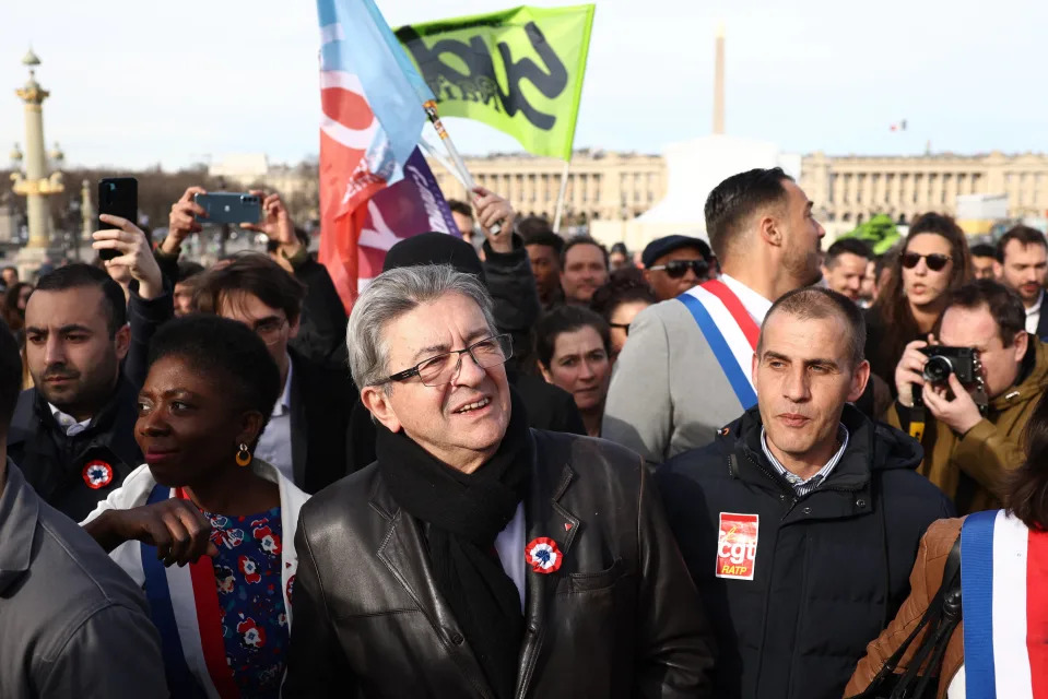 Jean-Luc Mélenchon photographié le 16 mars lors d’une manifestation à Paris (illustration)