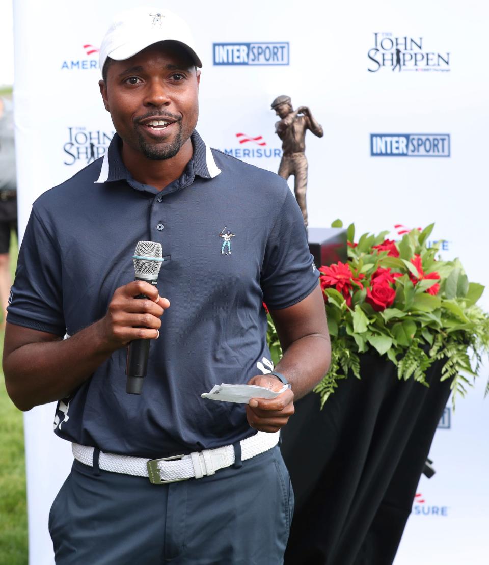 Tournament winner Wyatt Worthington II thanks fans and fellow golfers after the final round of the 2022 John Shippen National Invitational at the Detroit Golf Club on Sunday, July 24, 2022.