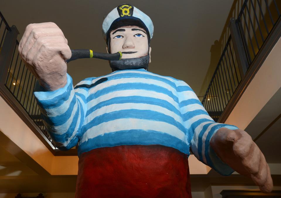 A completely new Jolly Captain statue is unveiled in Worden Hall in Dennis and ready to return to its original location looking out over the Bass River along Route 28 in South Yarmouth. The original was built in 1959.