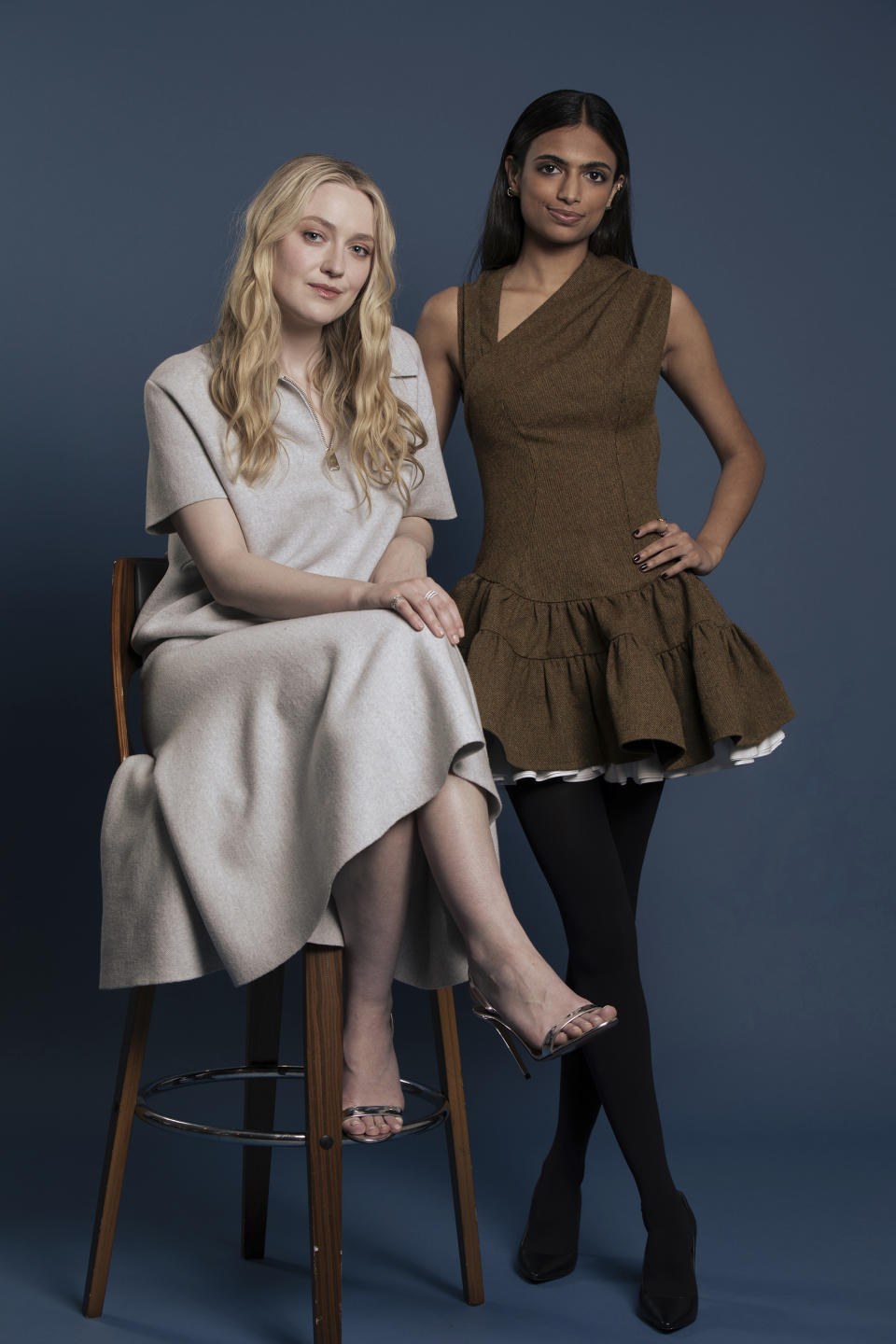 Dakota Fanning, left, and Ishana Night Shyamalan pose for a portrait to promote "The Watchers," Thursday, May 23, 2024, in Beverly Hills, Calif. (Photo by Rebecca Cabage/Invision/AP)