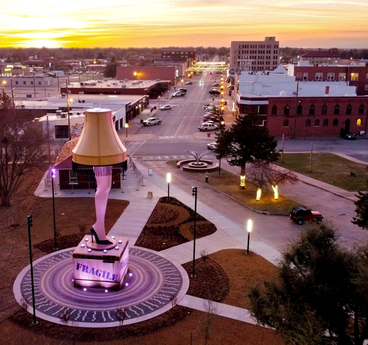 A large replica of the leg lamp featured in the movie u0022A Christmas Storyu0022 is being credited with inspiring California businessman Chet Hitt to invest millions into boosting downtown Chickasha as a tourist destination.