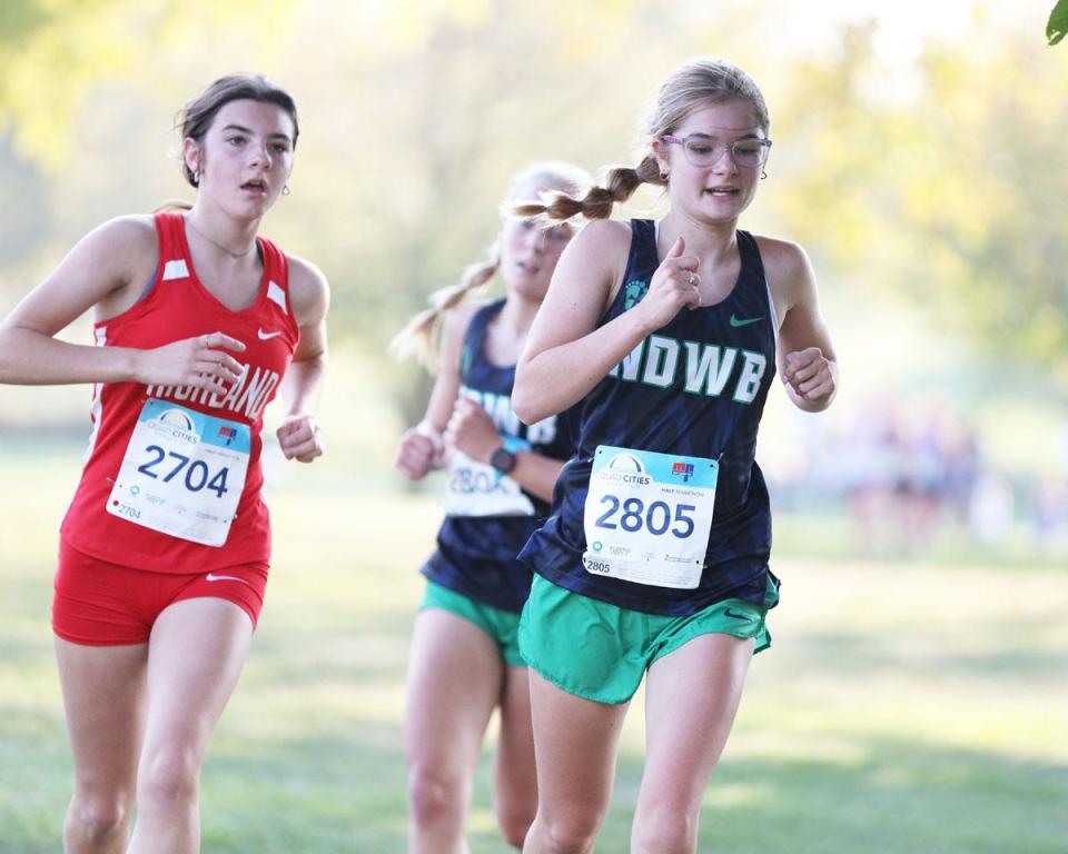 Notre Dame-West Burlington's Hadley Augustine finished 11th at the SEI Superconference cross country meet Thursday at Twin Lakes Golf Course in Winfield.