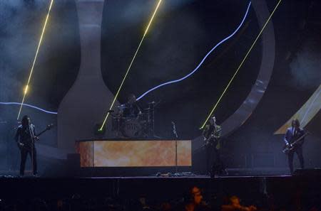 The Arctic Monkeys perform at the BRIT Awards, celebrating British pop music, at the O2 Arena in London February 19, 2014. REUTERS/Toby Melville