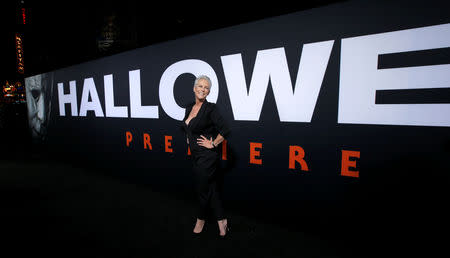 Cast member Jamie Lee Curtis poses at a premiere for the movie "Halloween" in Los Angeles, California, U.S., October 17, 2018. REUTERS/Mario Anzuoni