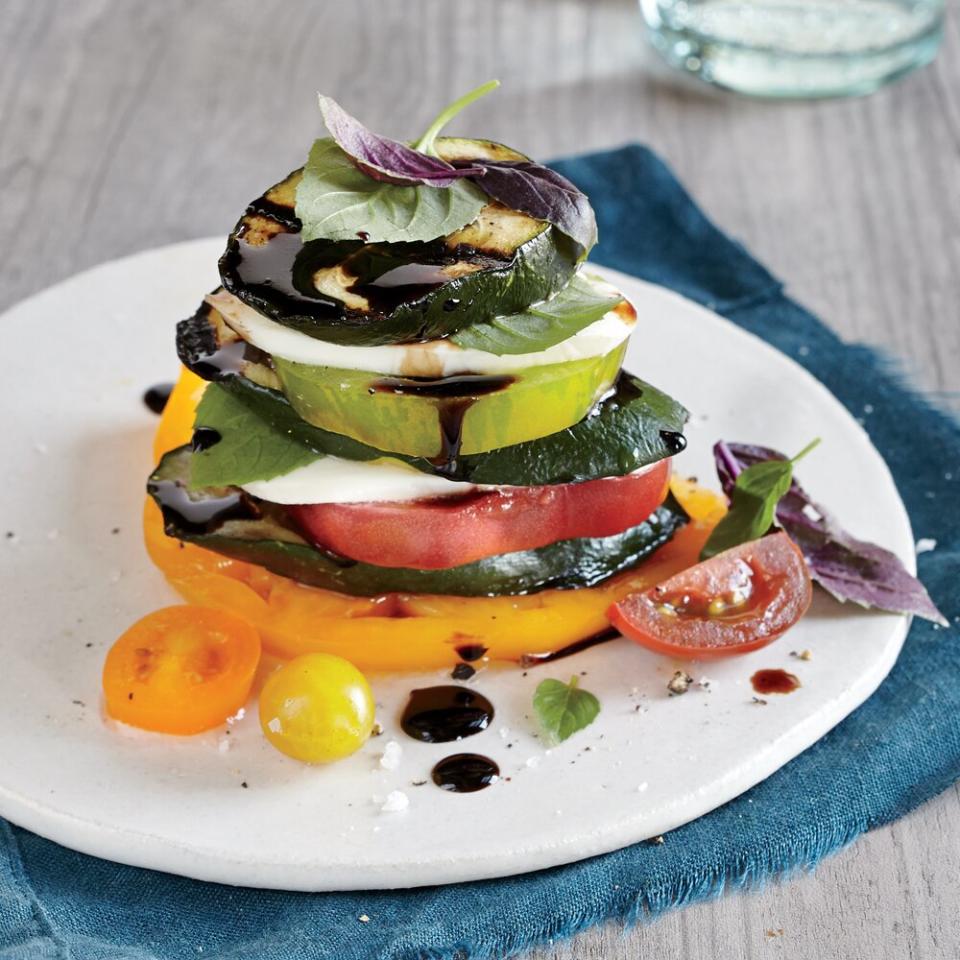 Grilled Zucchini Caprese Stacks