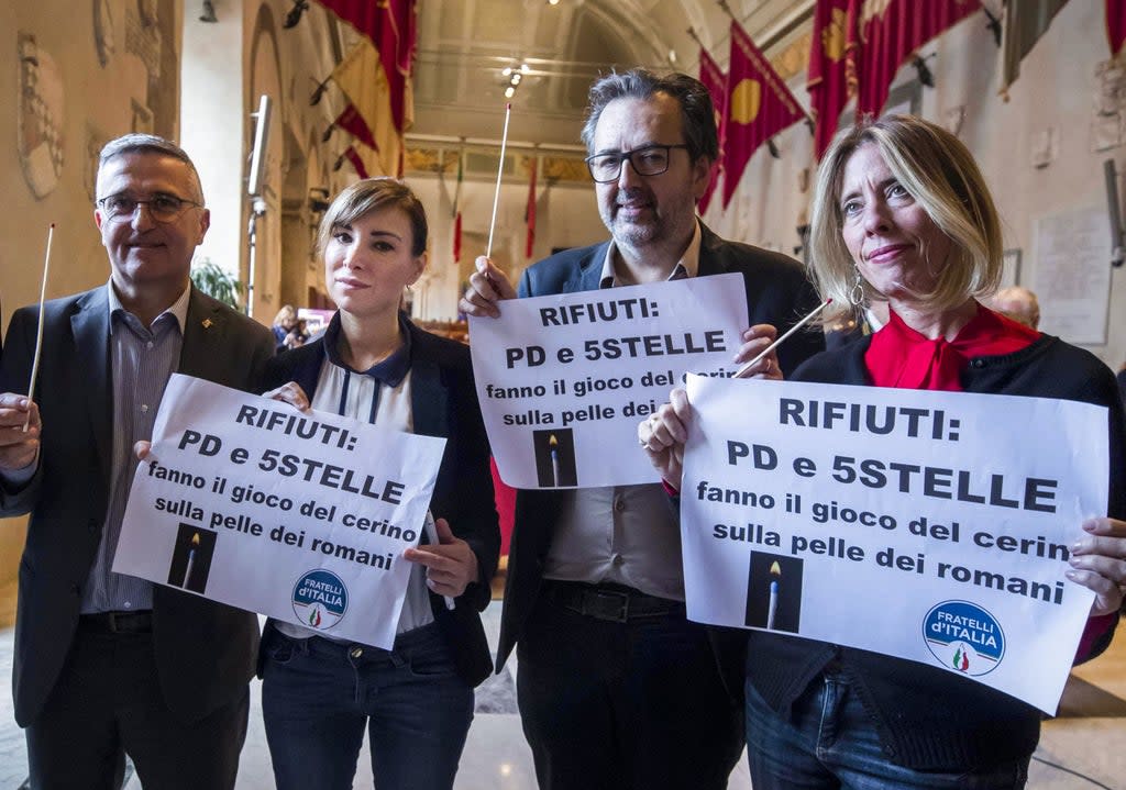 File: Rachele Mussolini, second from left, is now a second term city council  (Getty Images)