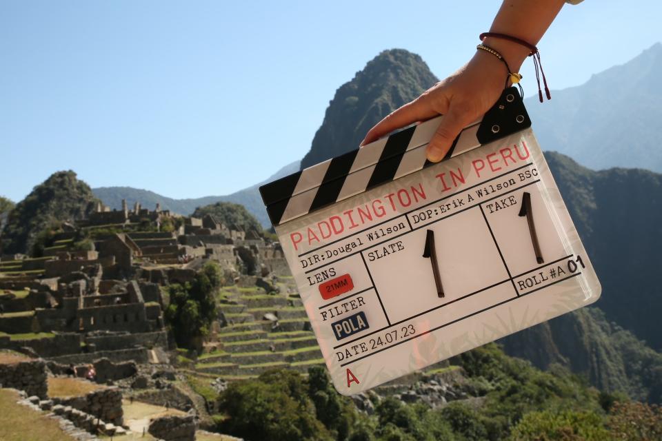 A slate on location for Paddington In Peru. (Studiocanal)